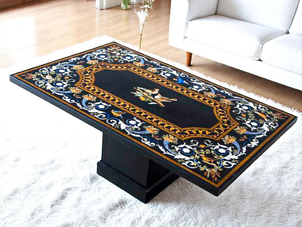 Black Marble Top Dining Table – Elegant Design for Home Interiors